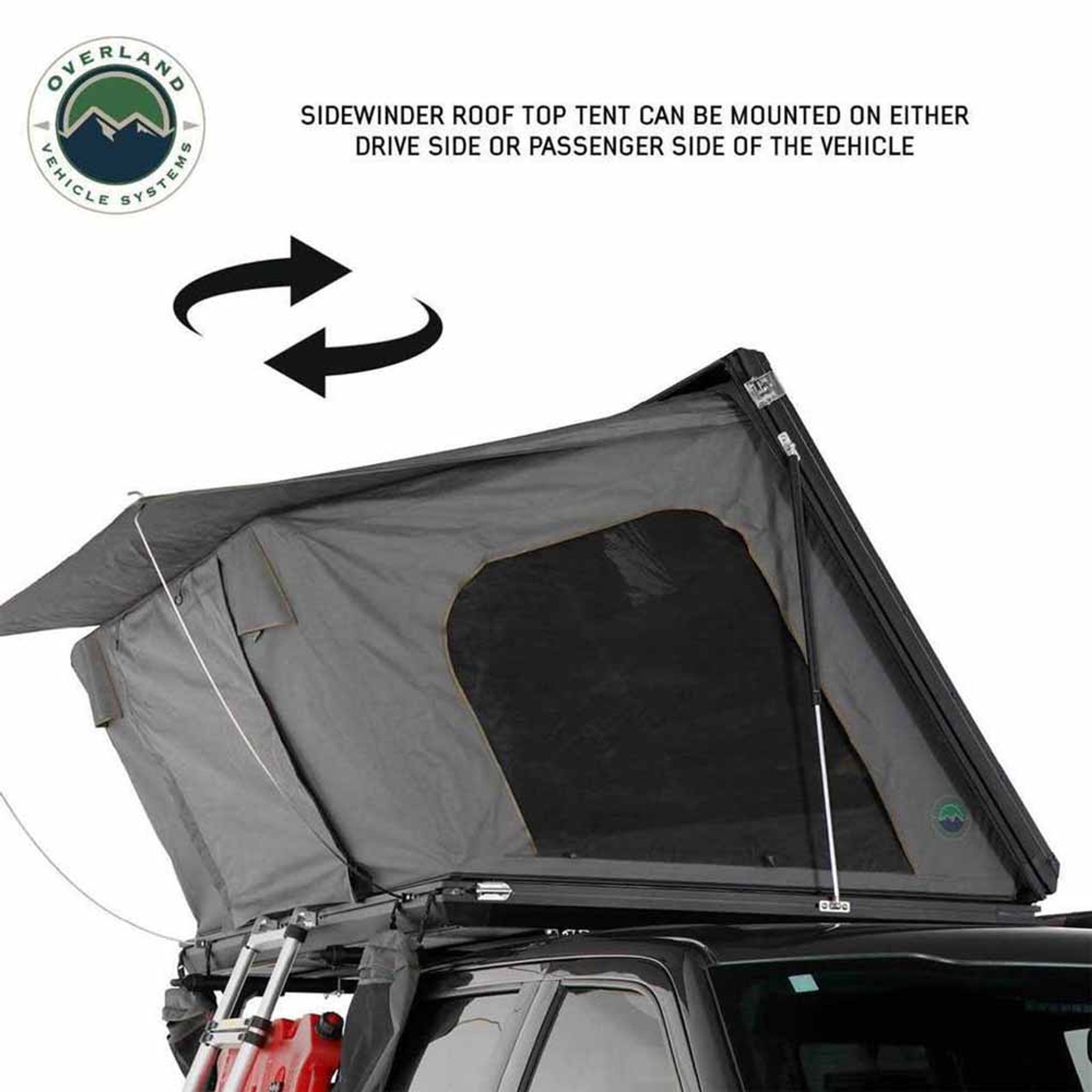 HD Sidewinder - Aluminum Hard Shell Rooftop Tent, Grey Body & Green Trim (Sleeps 2-3)