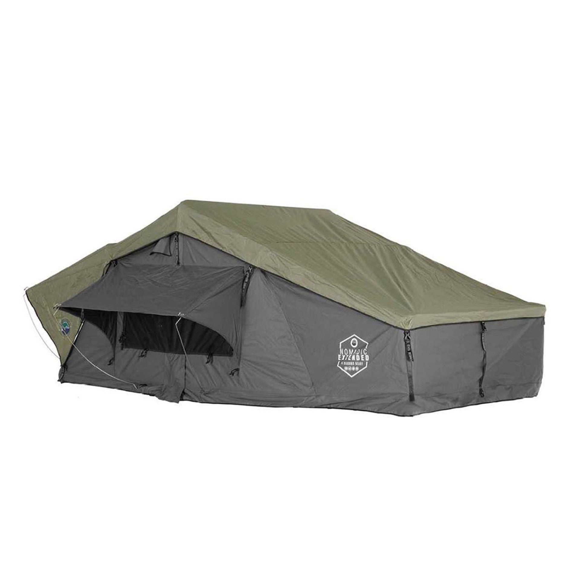 HD Nomadic 4 Extended - Soft Shell Rooftop Tent, Grey Body & Green Rainfly (Sleeps 4)