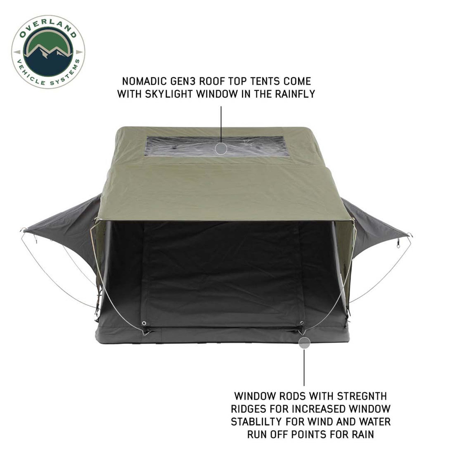 HD Nomadic 3 Standard - Soft Shell Rooftop Tent, Grey Body & Green Rainfly (Sleeps 3)