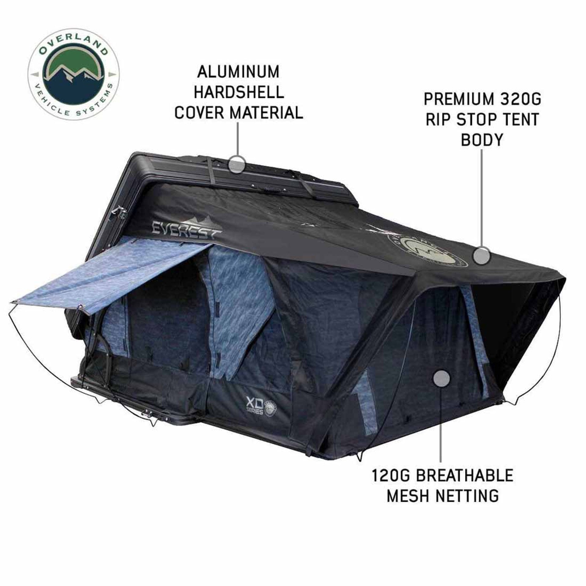 XD Everest IV - 4 Person Cantilever Aluminum Hard Shell Rooftop Tent
