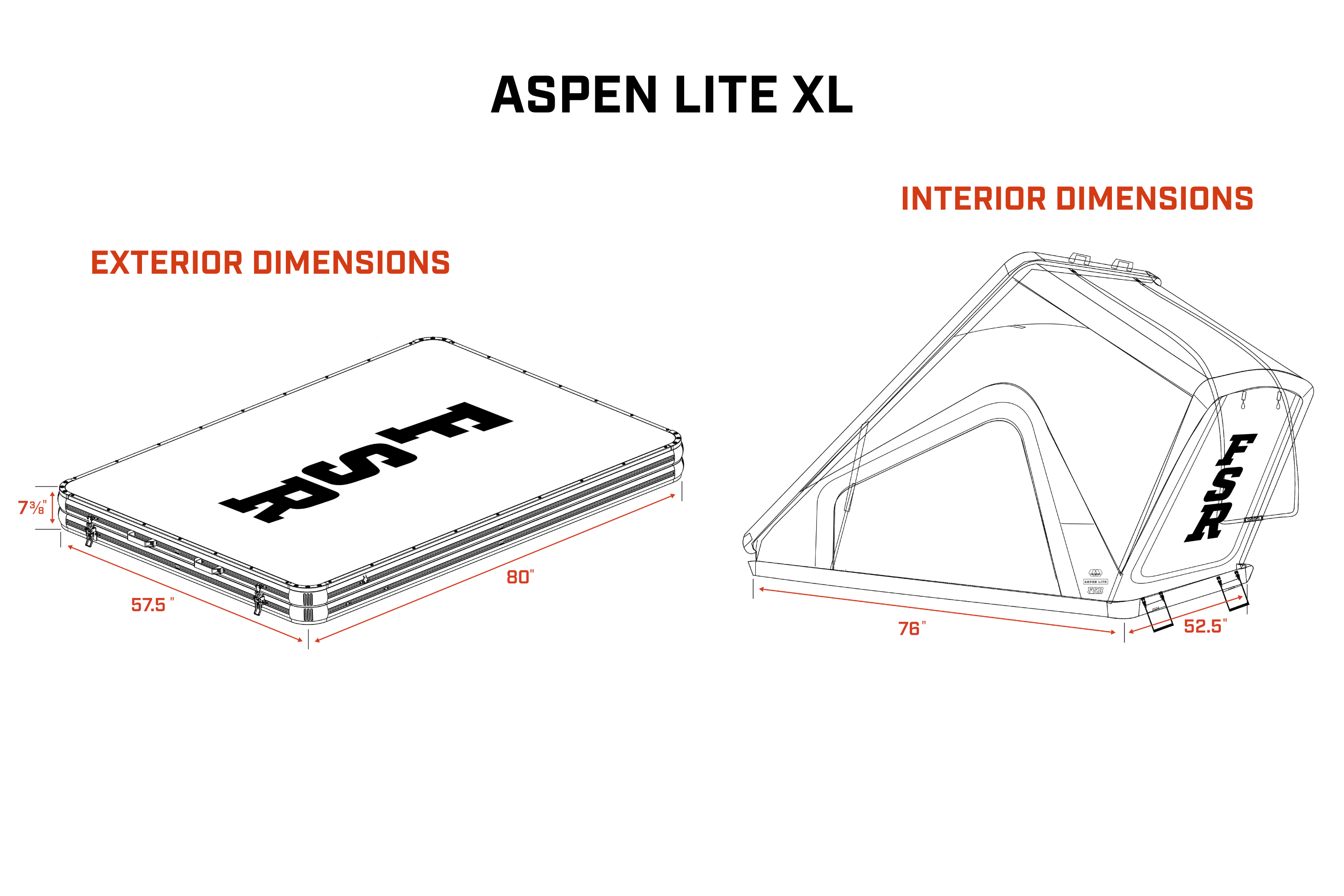 Aspen Lite XL – Compact Hard Shell Rooftop Tent (Sleeps 2–3, Best for Campers Under 6′)