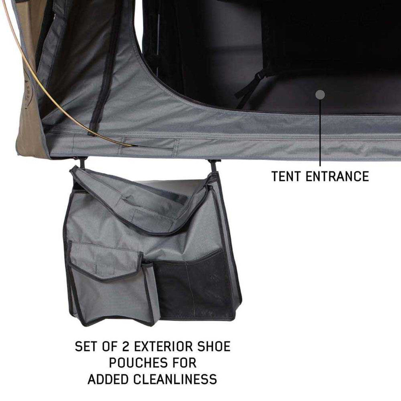 HD Bushveld IV - 4 Person Cantilever Hard Shell Rooftop Tent Grey Body & Tan Rainfly