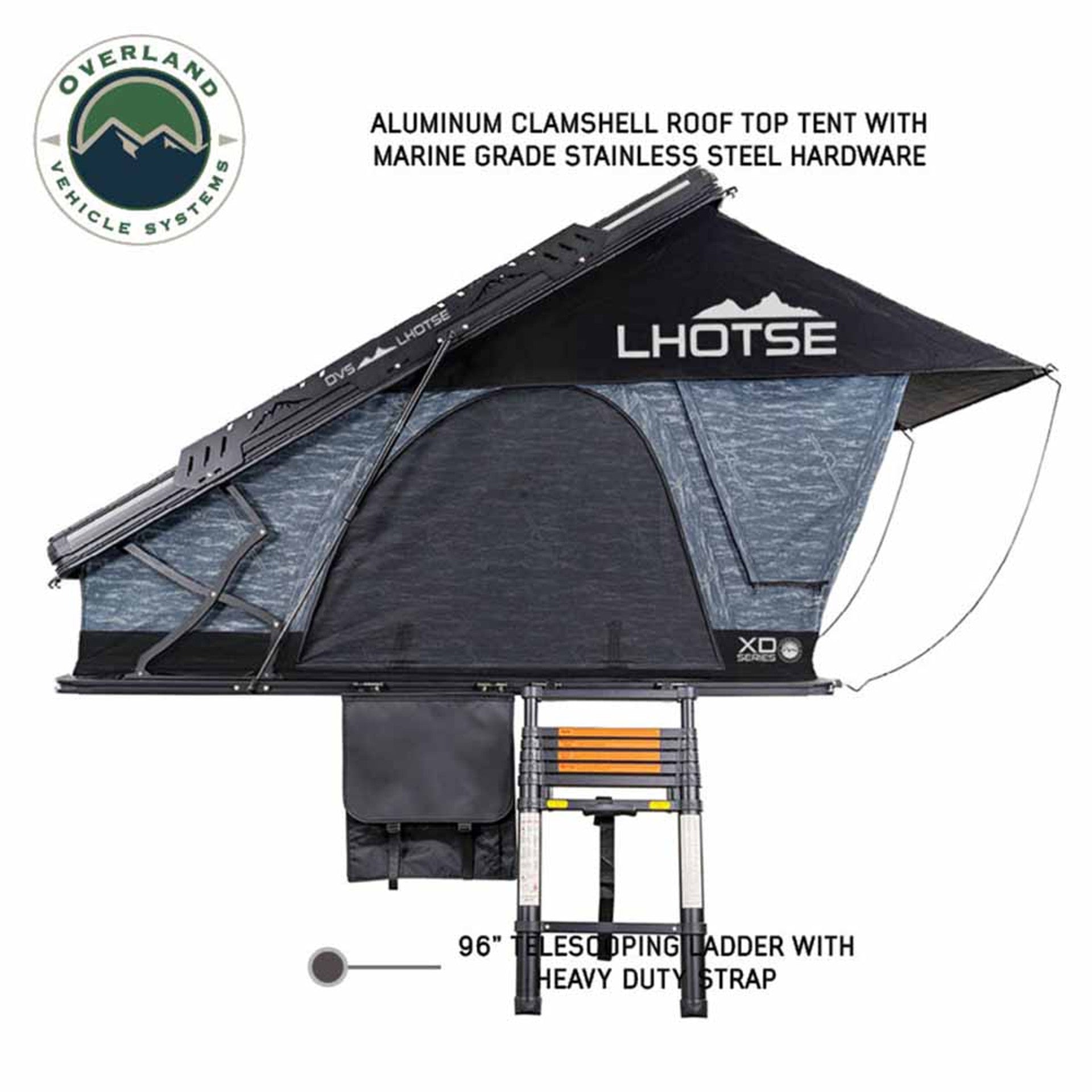 XD Lhotse - Clamshell Aluminum Rooftop Tent, 2 Person, Grey Body & Black Rainfly
