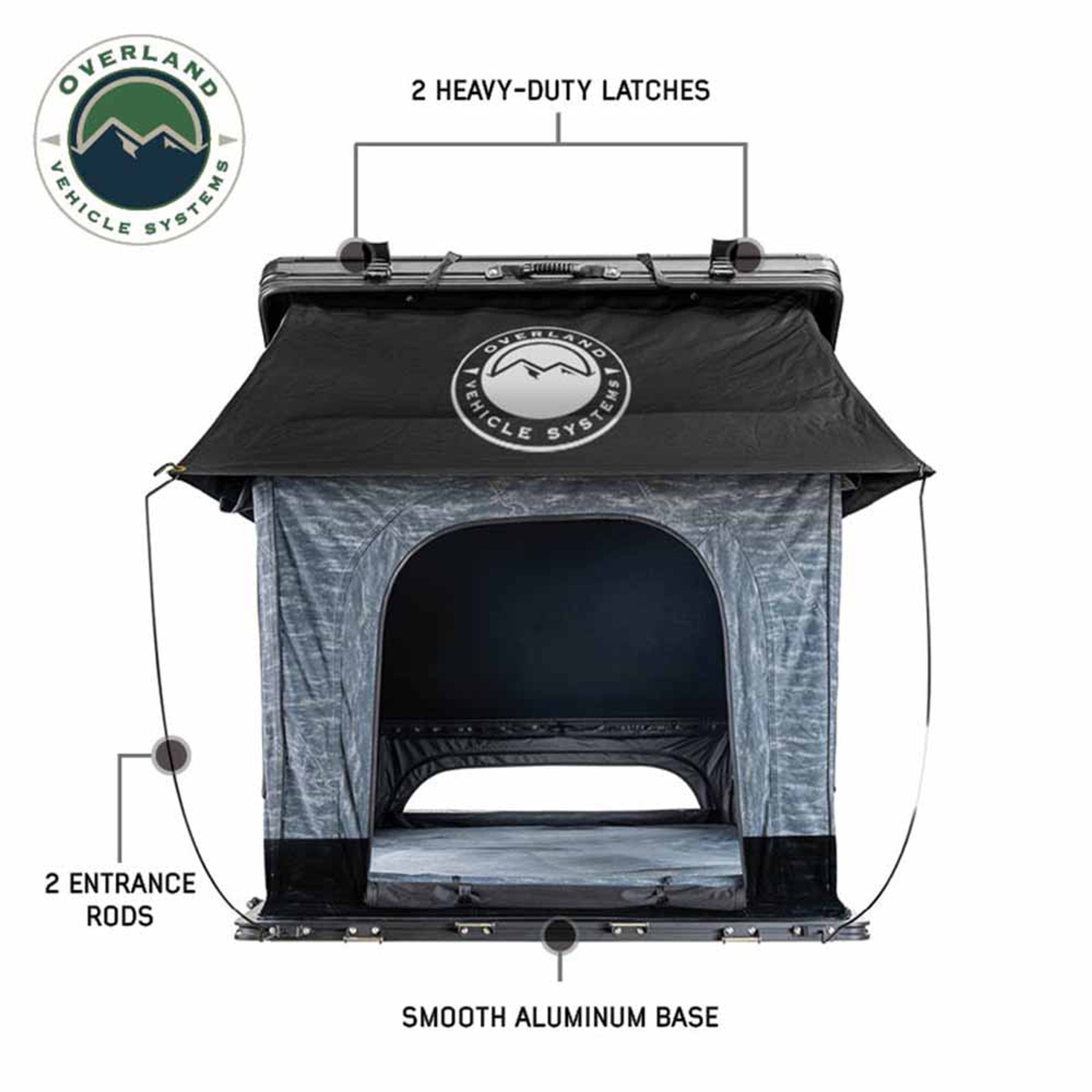 XD Lhotse - Clamshell Aluminum Rooftop Tent, 2 Person, Grey Body & Black Rainfly