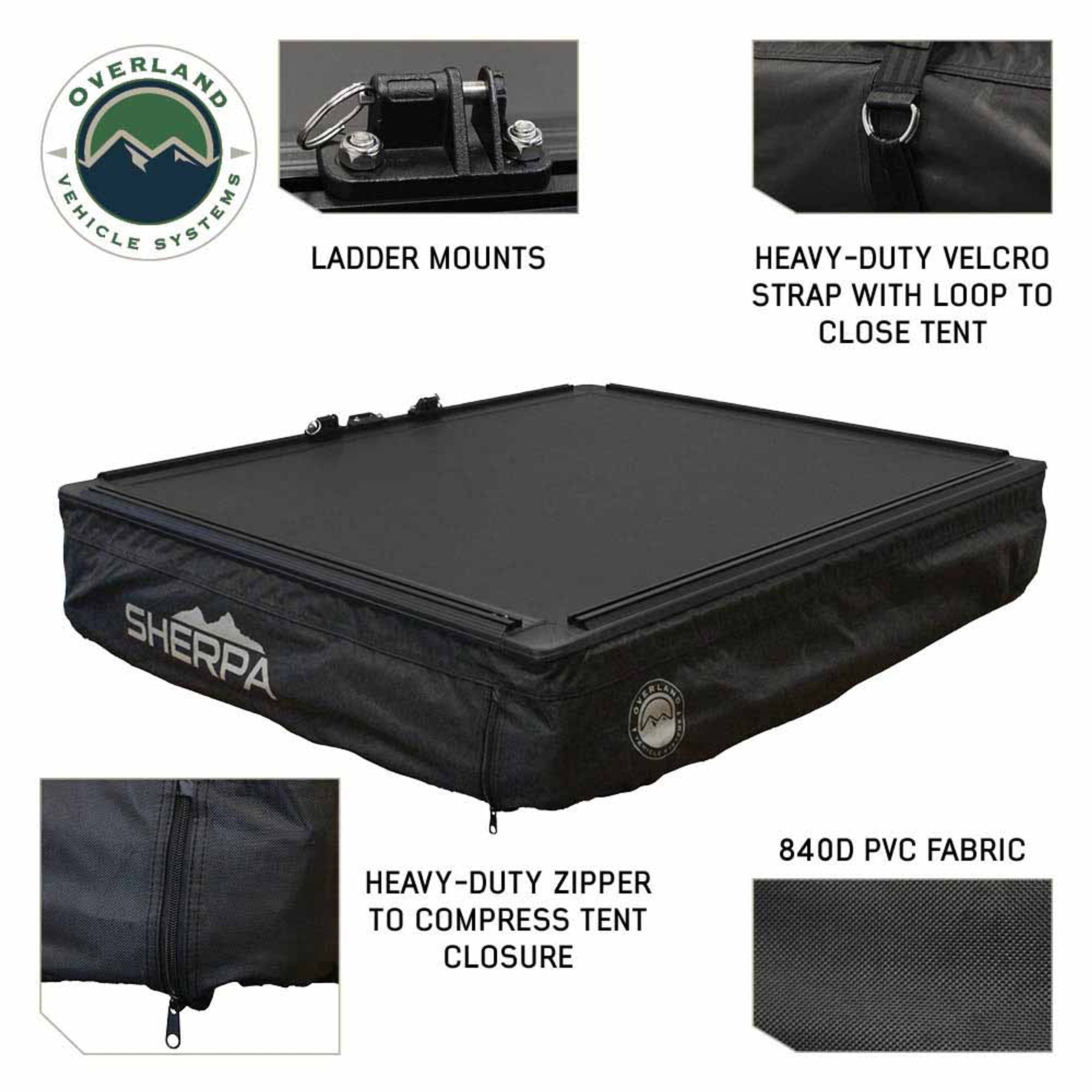 XD Sherpa - 2 Person Hybrid Soft Shell Rooftop Tent, Blue Body & Black Rainfly