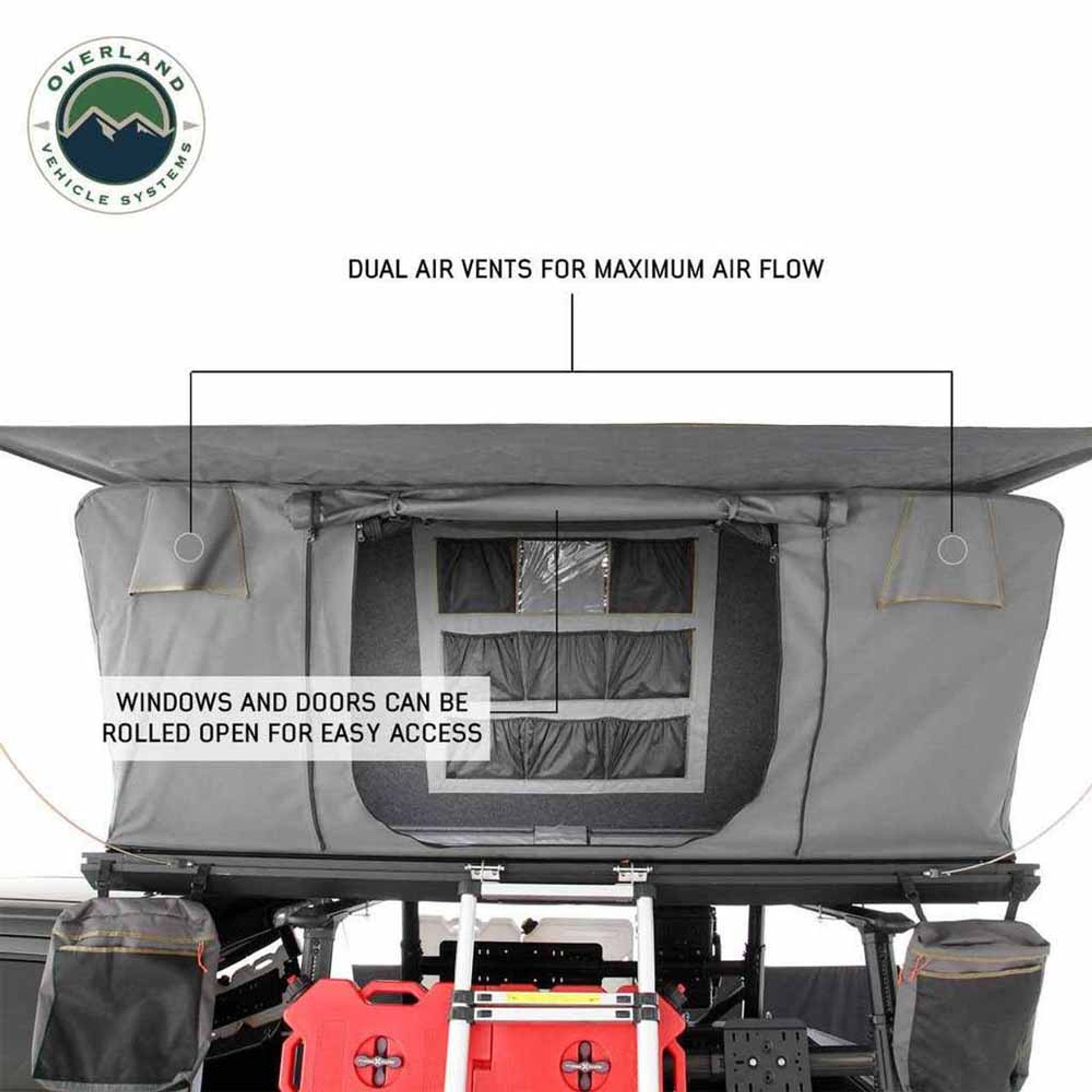 HD Sidewinder - Aluminum Hard Shell Rooftop Tent, Grey Body & Green Trim (Sleeps 2-3)