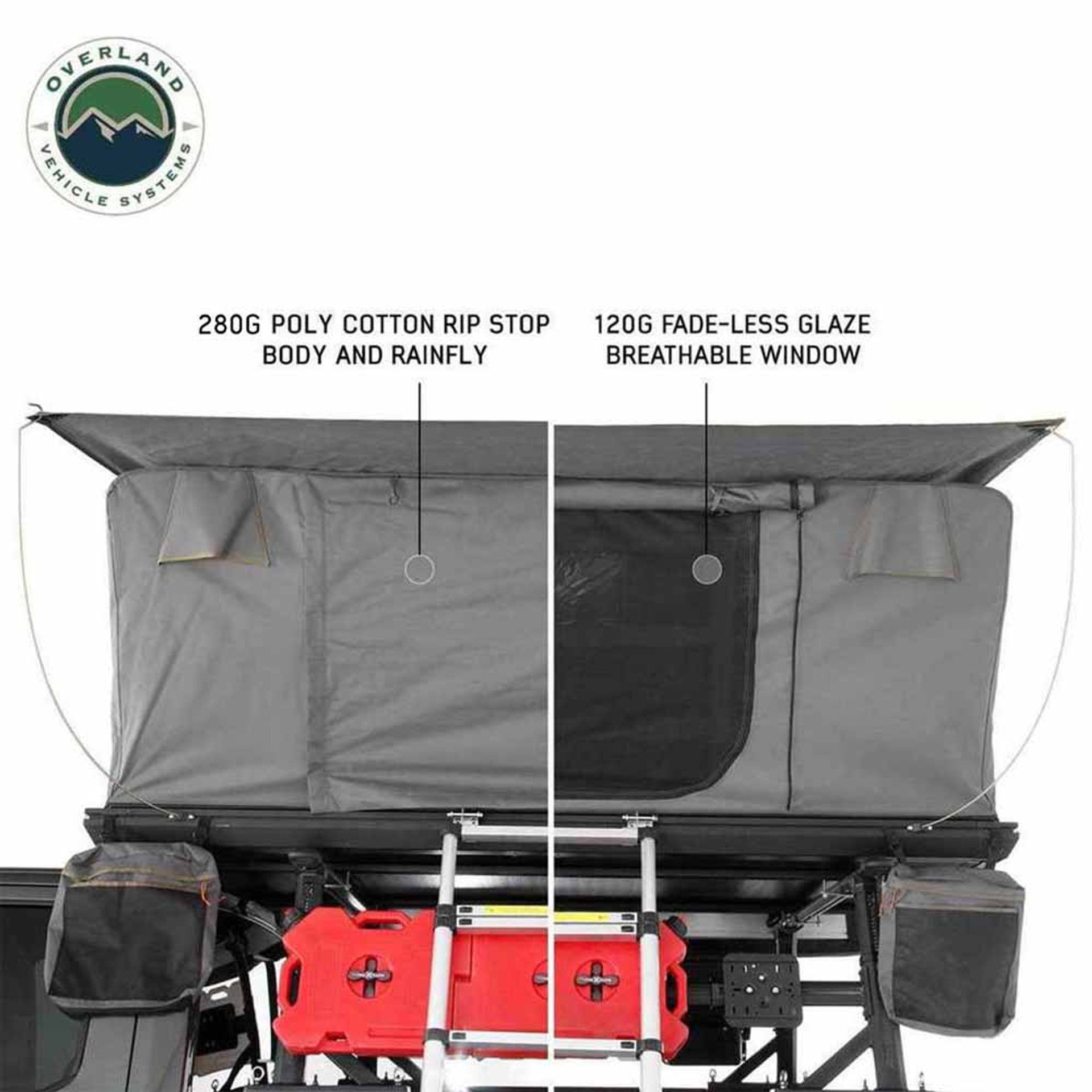HD Sidewinder - Aluminum Hard Shell Rooftop Tent, Grey Body & Green Trim (Sleeps 2-3)