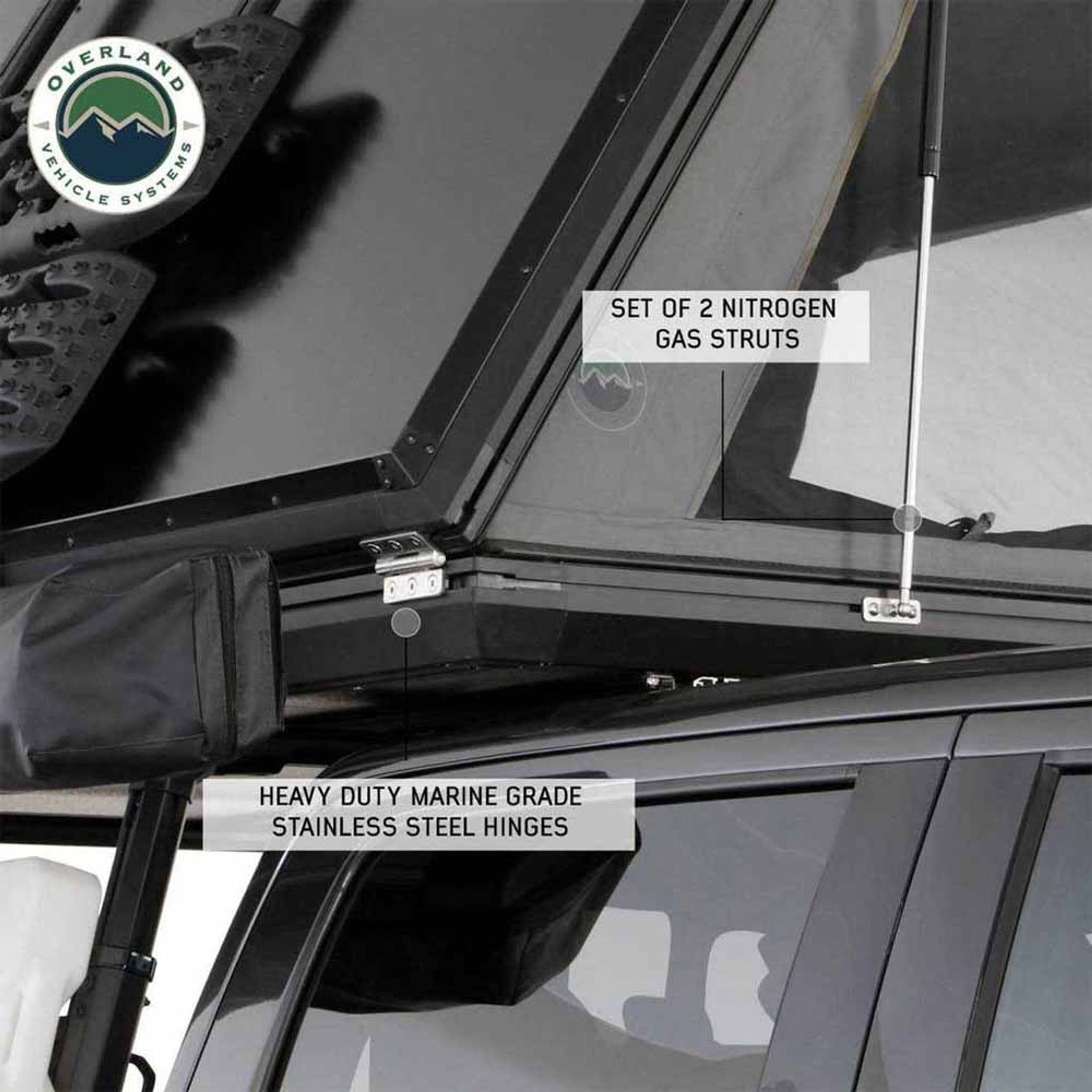 HD Sidewinder - Aluminum Hard Shell Rooftop Tent, Grey Body & Green Trim (Sleeps 2-3)