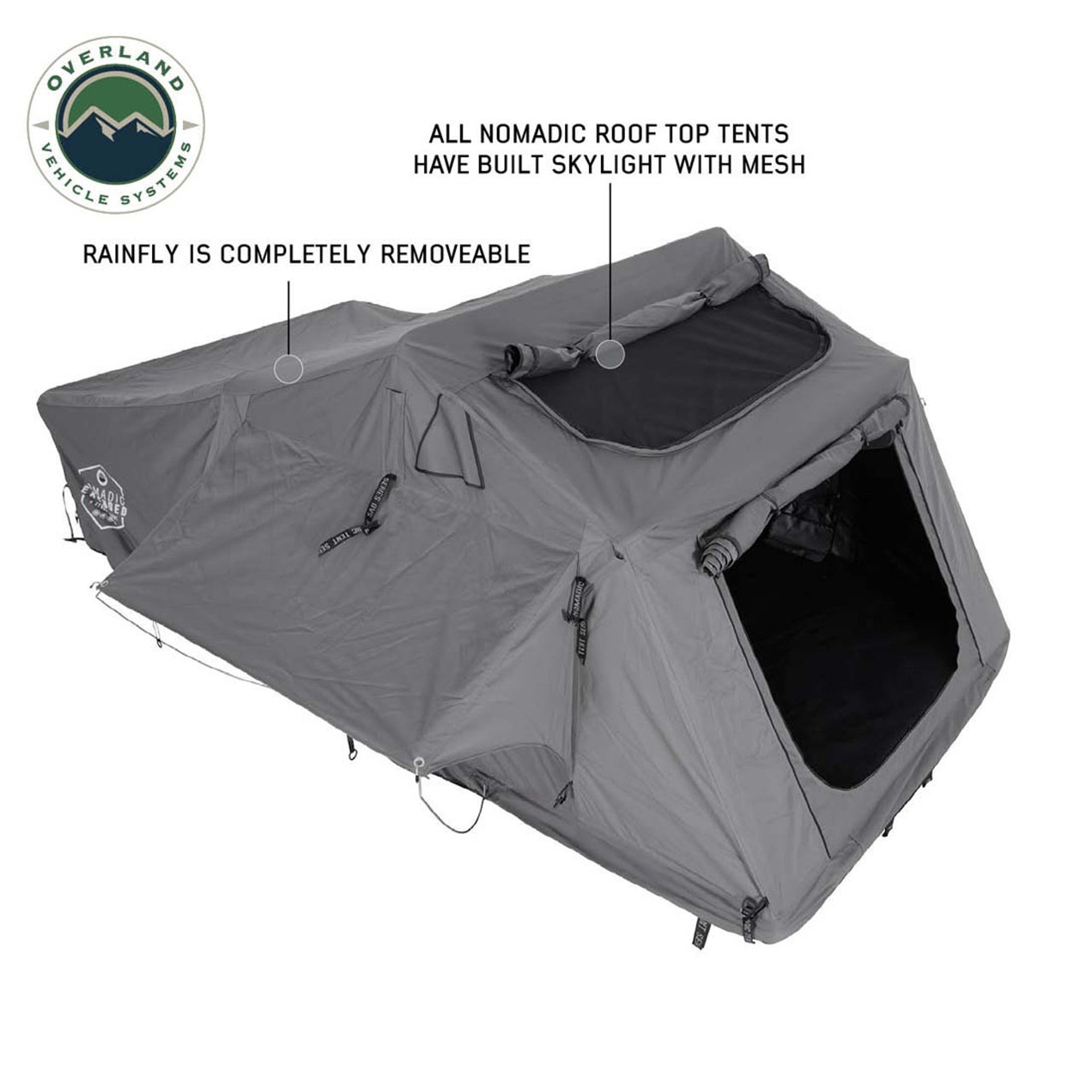 HD Nomadic 4 Extended - Soft Shell Rooftop Tent, Grey Body & Green Rainfly (Sleeps 4)