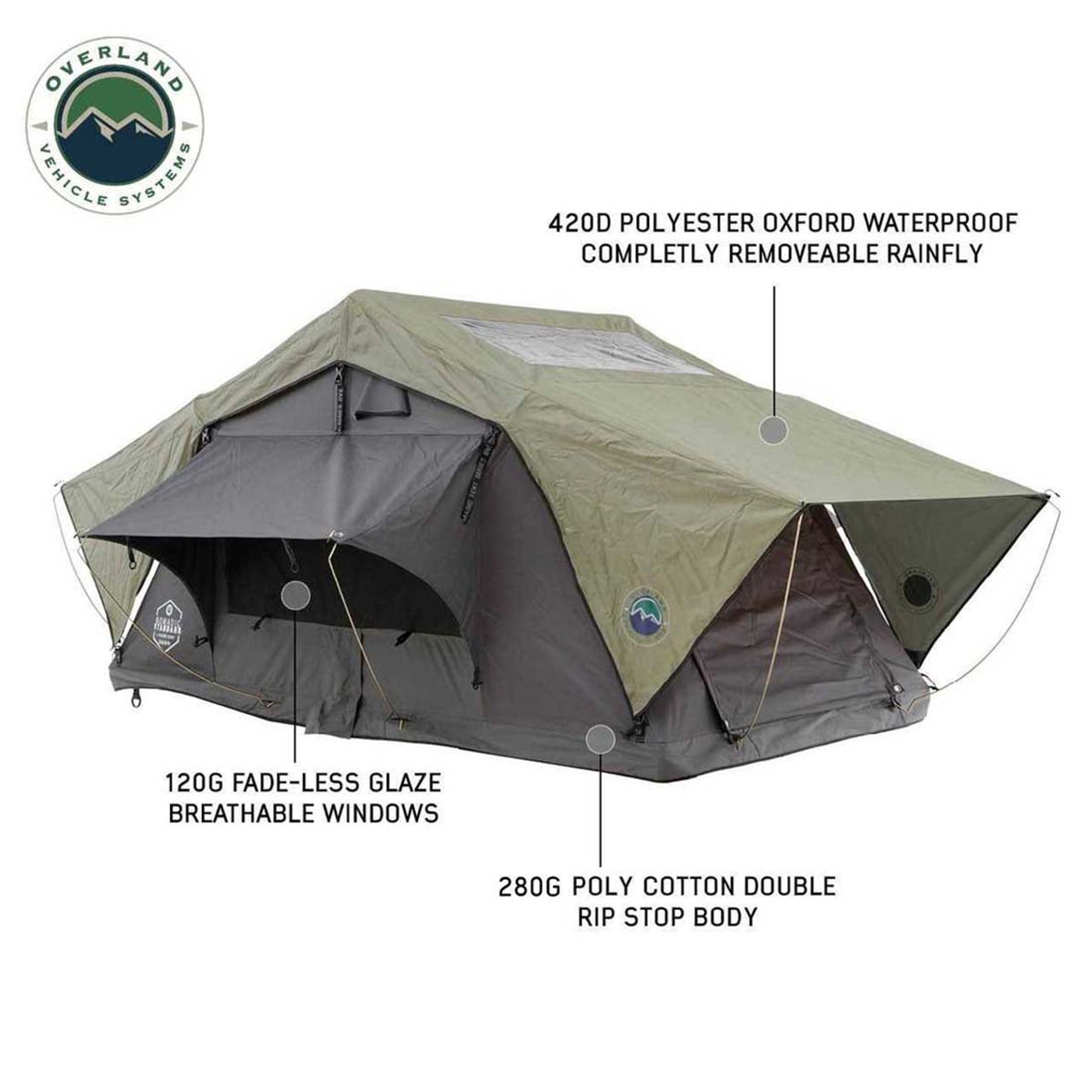HD Nomadic 2 Standard - Soft Shell Rooftop Tent, Grey Body & Green Rainfly (Sleeps 2)
