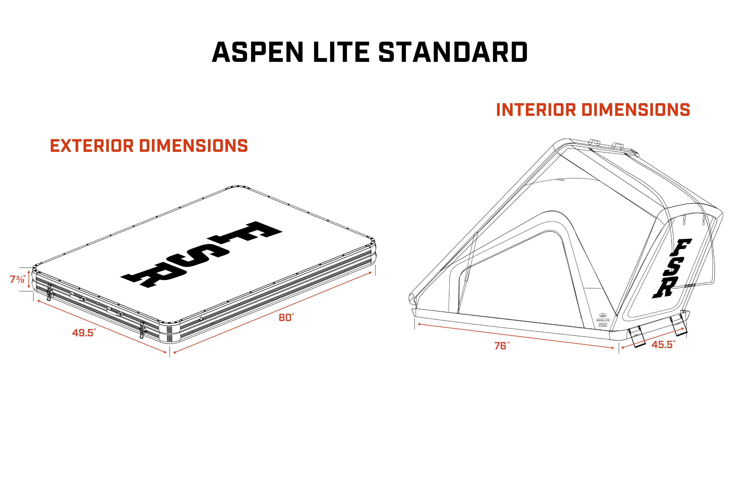Aspen Lite Standard – Lightweight Hard Shell Rooftop Tent (Sleeps 1–2, Ideal for Campers Under 6′ Tall)