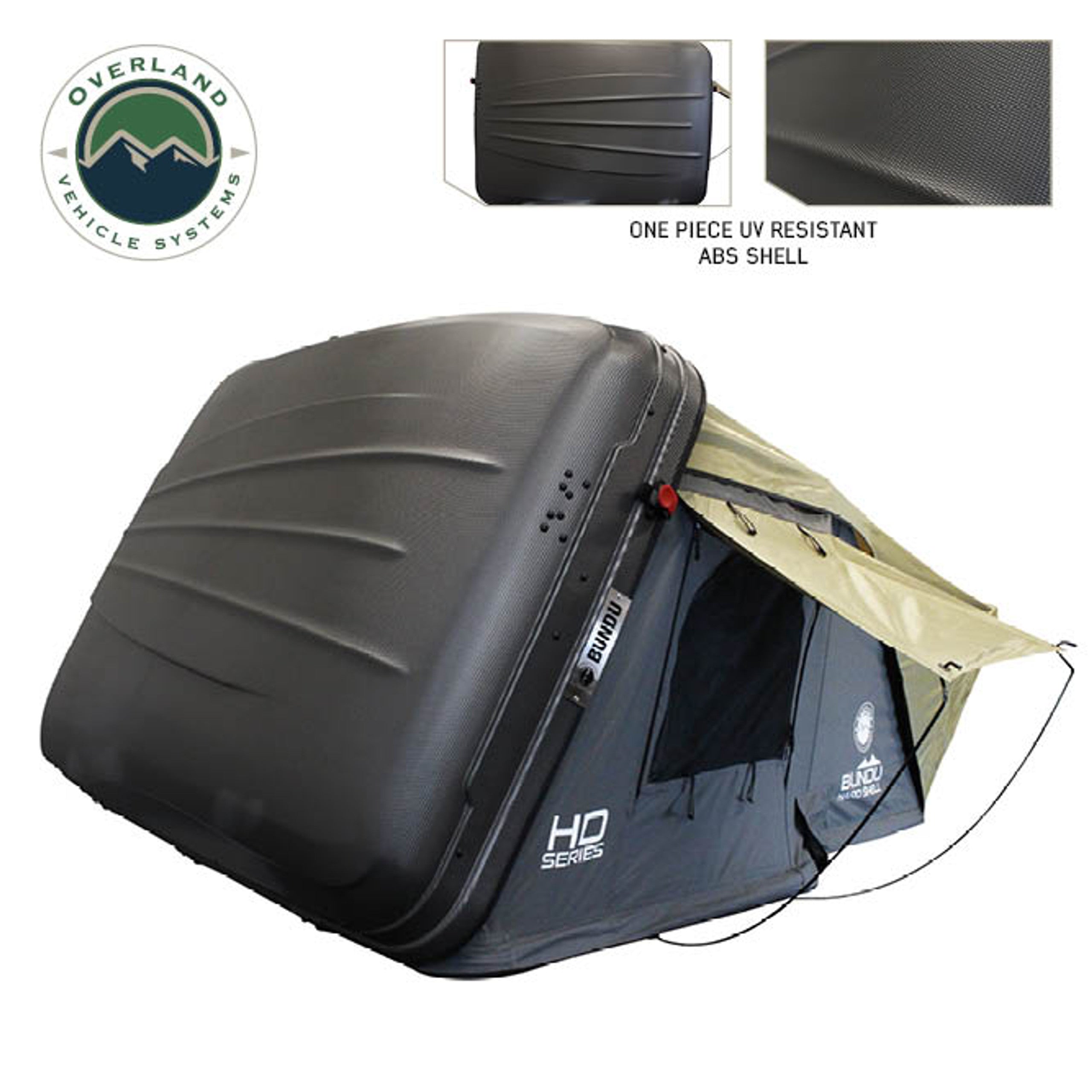 HD Bundu II - 2 Person Cantilever Hard Shell Rooftop Tent, Grey Body & Green Rainfly