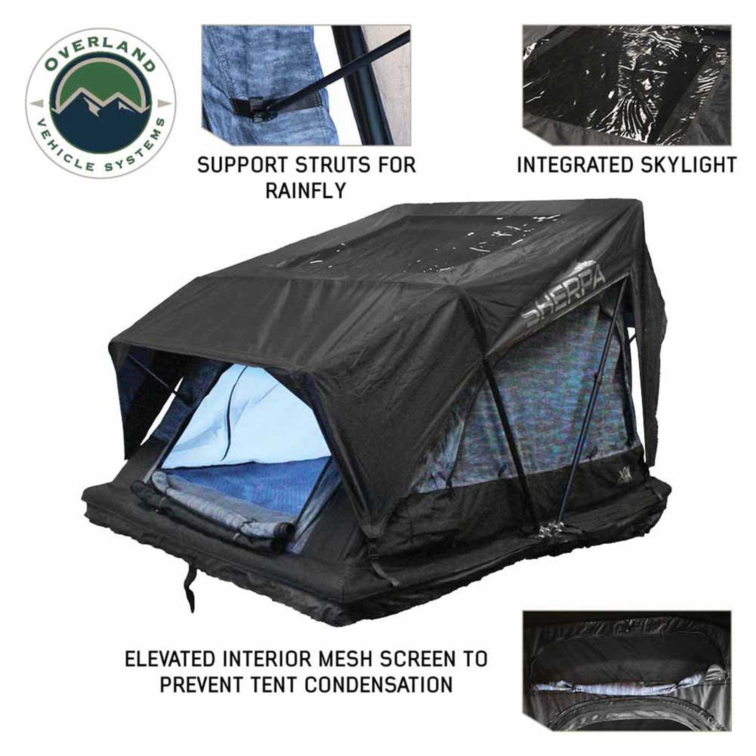 XD Sherpa - 4 Person Hybrid Soft Shell Rooftop Tent, Blue Body & Black Rainfly
